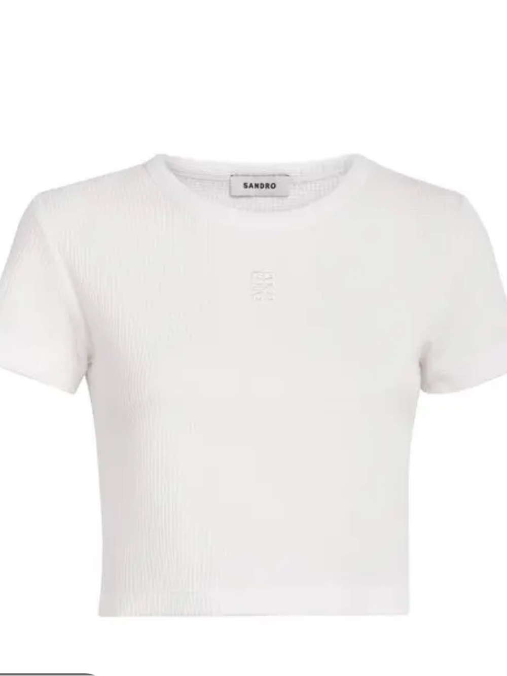 SANDRO White Ribbed Crop Top - Picture 8 of 11